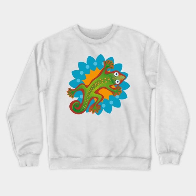 Green Lizard Crewneck Sweatshirt by Myrarte